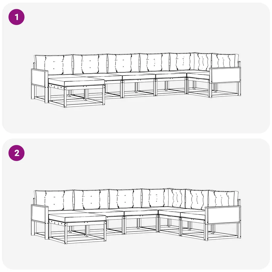 Ensemble de canapés d'extérieur 7 pcs Naturel et Anthracite - 7