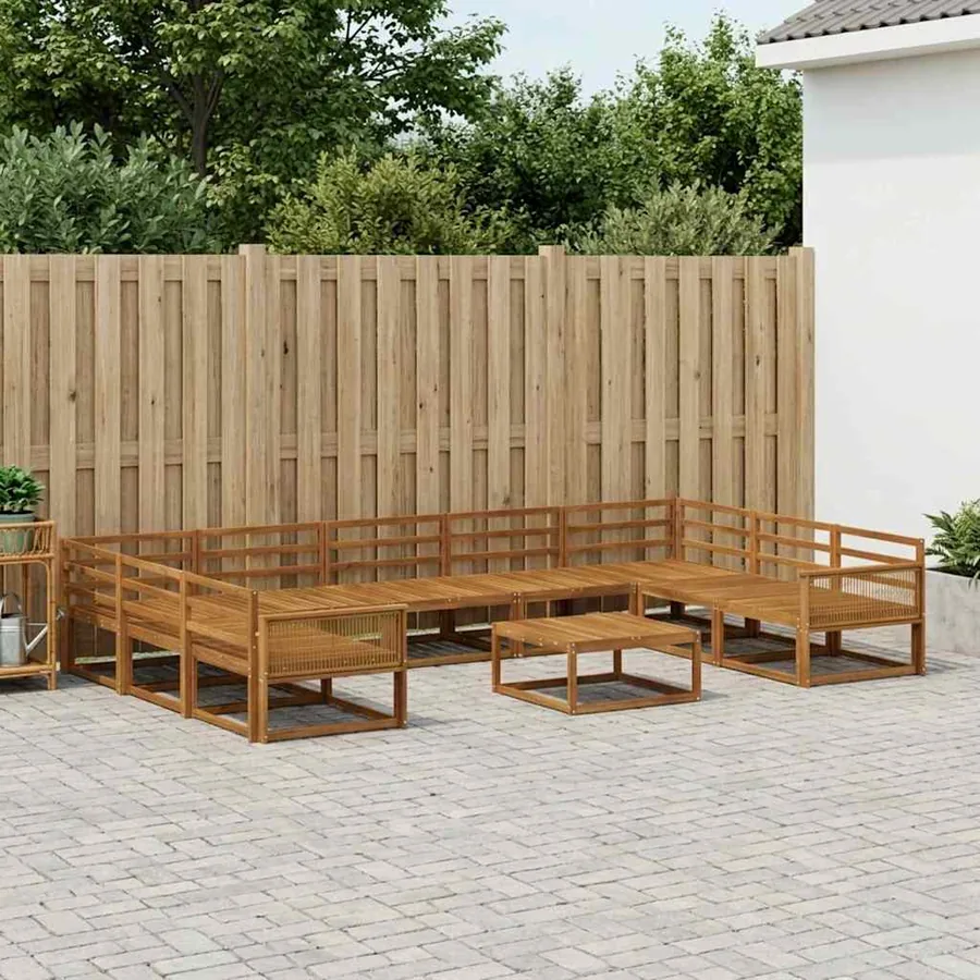 Ensemble de canapés d'extérieur 10 pcs Naturel