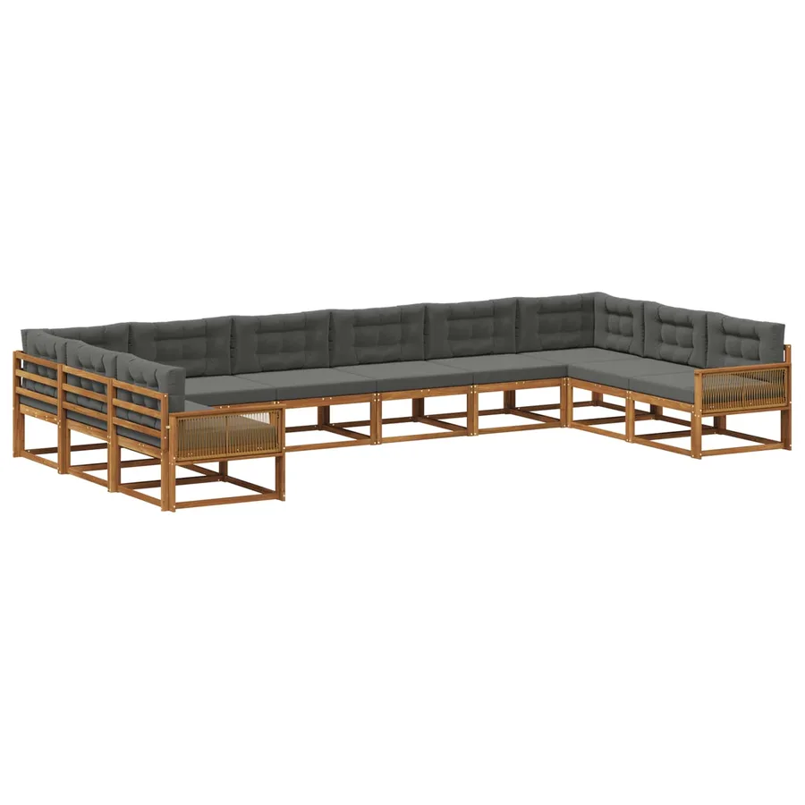 Ensemble de canapés d'extérieur 10 pcs Naturel et Anthracite - 2