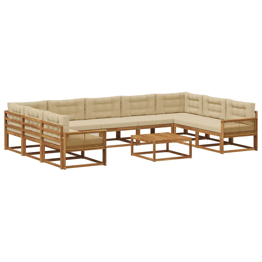 Ensemble de canapés d'extérieur 10 pcs Naturel et Beige - 2