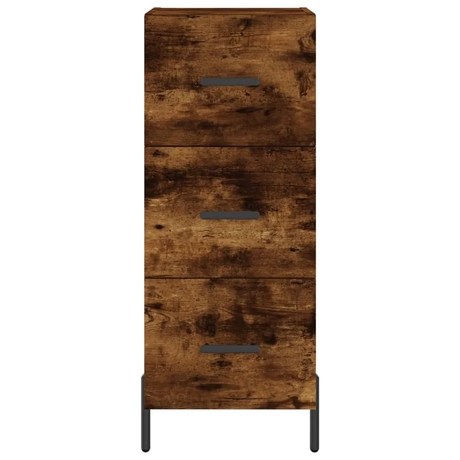 Buffet haut Chêne fumé 34,5x34x180 cm Bois d'ingénierie - 6