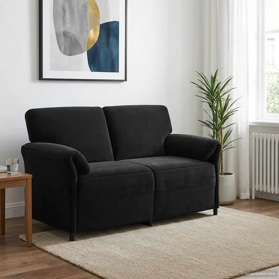 Sofa 2 places Noir 158 x 83 x 95 cm Velours