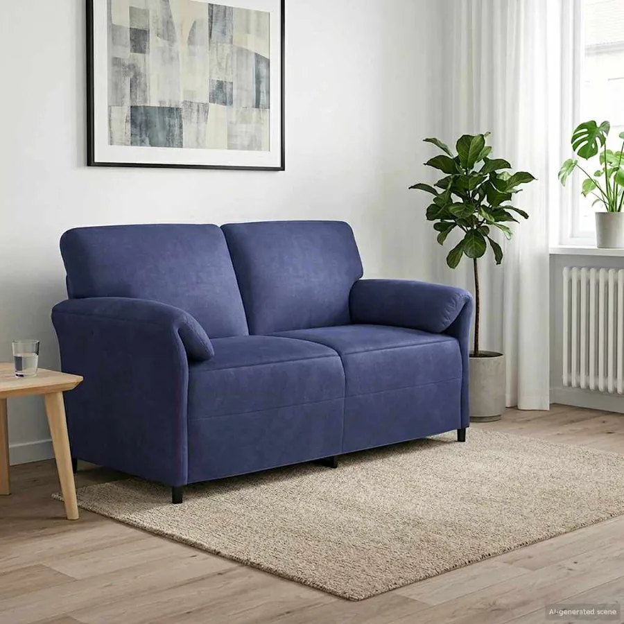 Sofa 2 places Bleu police 158 x 83 x 95 cm Velours