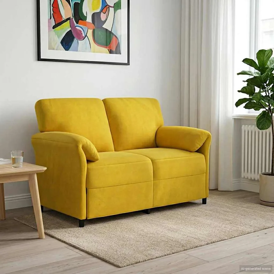 Sofa 2 places Jaune 138 x 83 x 95 cm Velours