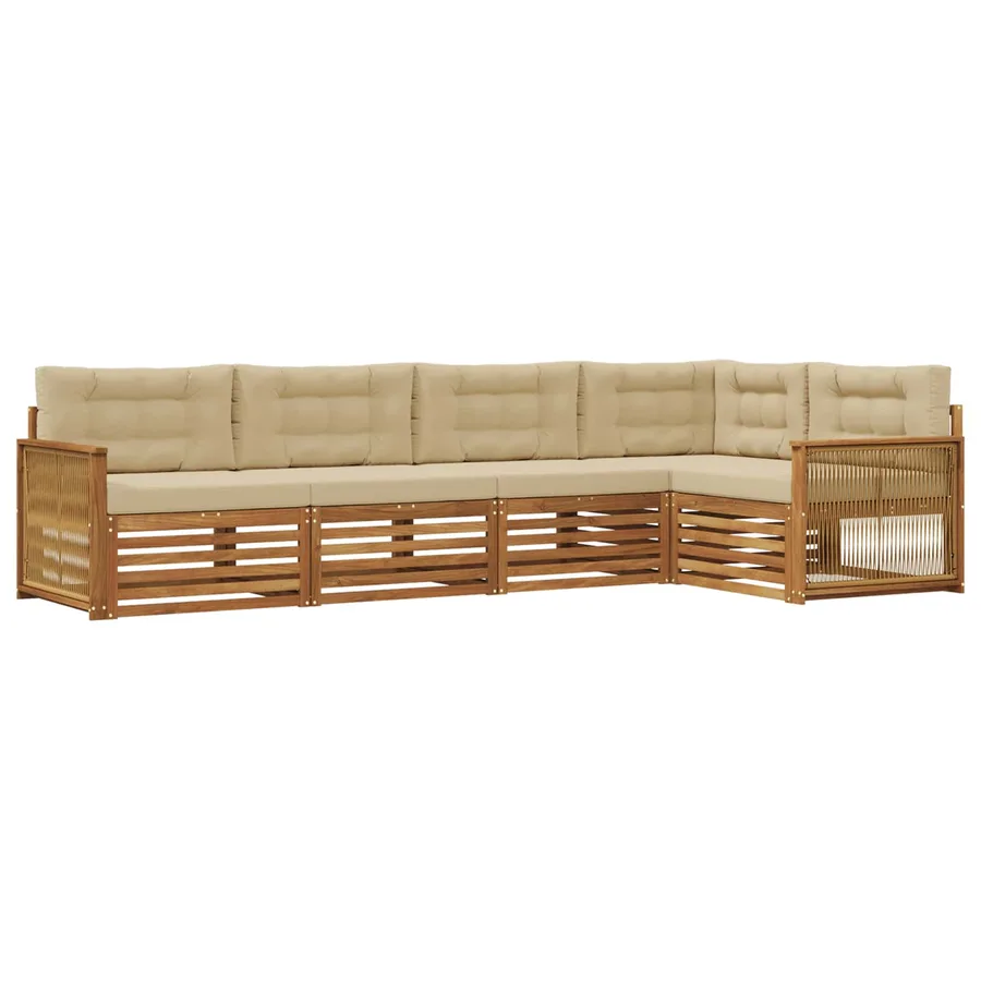 Ensemble de canapés d'extérieur 5 pcs Naturel et Beige - 2