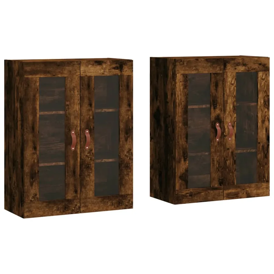 Armoires murales 2 pcs chêne fumé bois d'ingénierie - 2