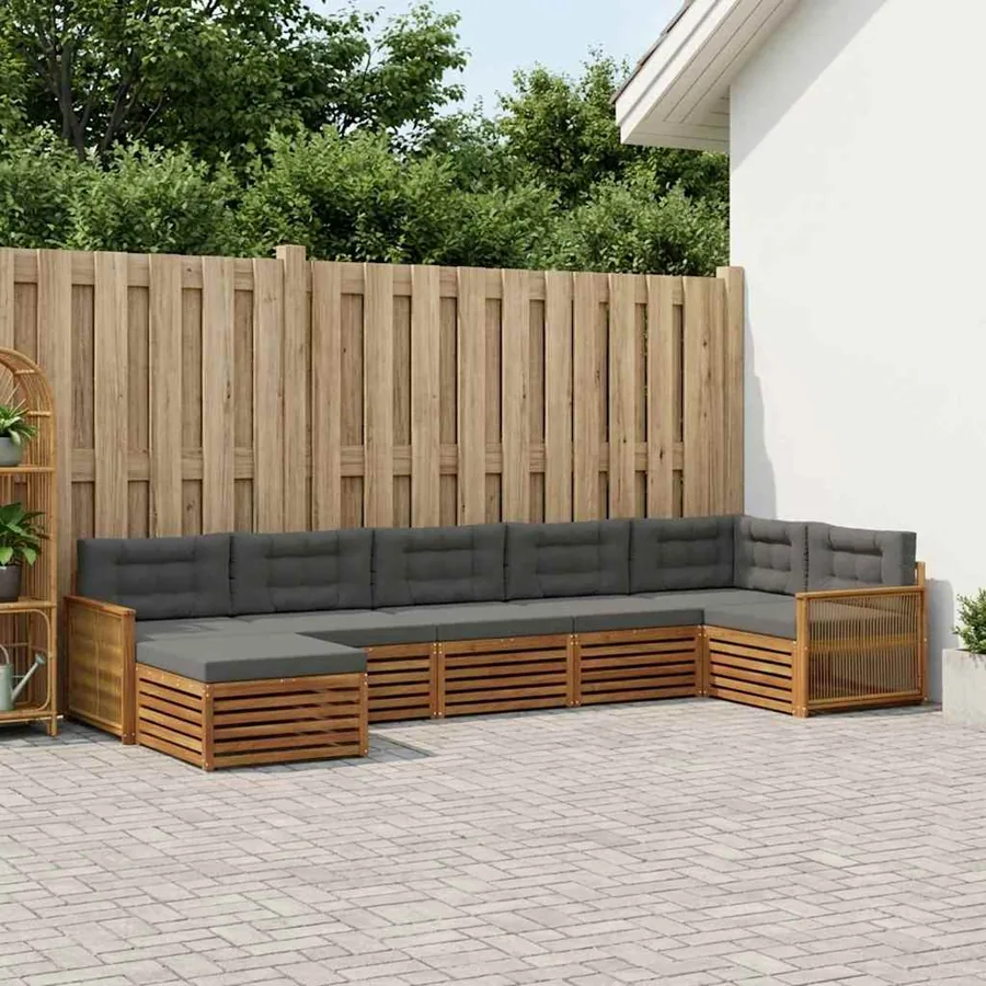 Ensemble de canapés d'extérieur 7 pcs Naturel et Anthracite