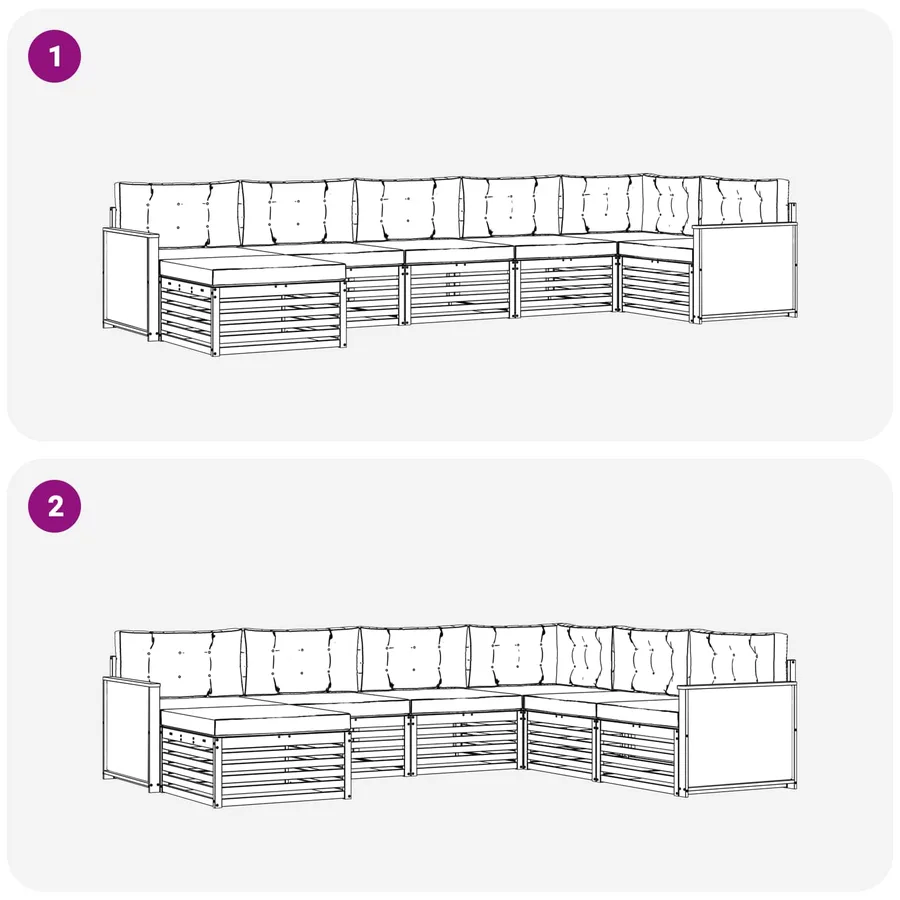 Ensemble de canapés d'extérieur 7 pcs Naturel et Anthracite - 7