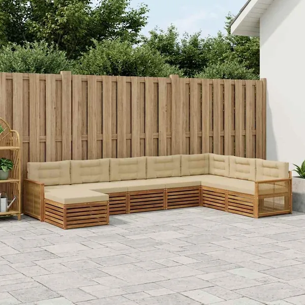Ensemble de canapés d'extérieur 8 pcs Naturel et Beige