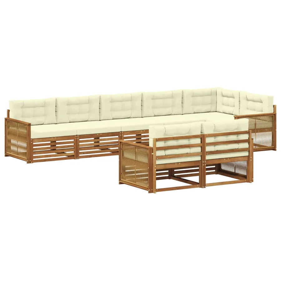 Ensemble de canapés d'extérieur 8 pcs Naturel et Crème - 2