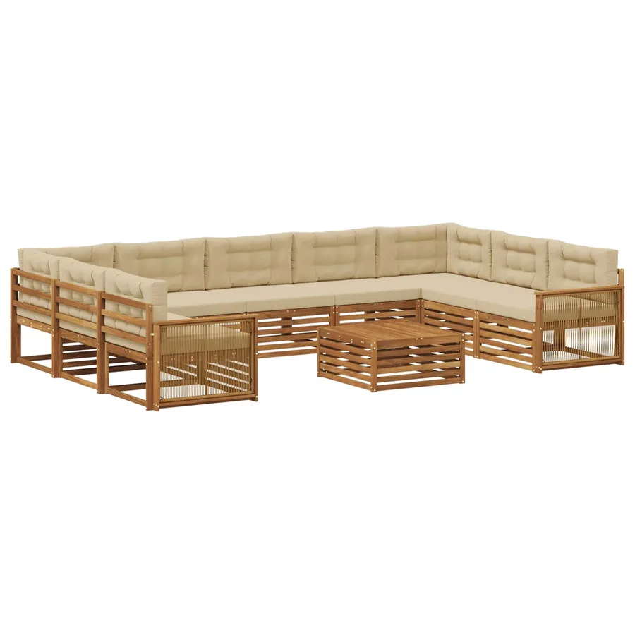 Ensemble de canapés d'extérieur 10 pcs Naturel et Beige - 2