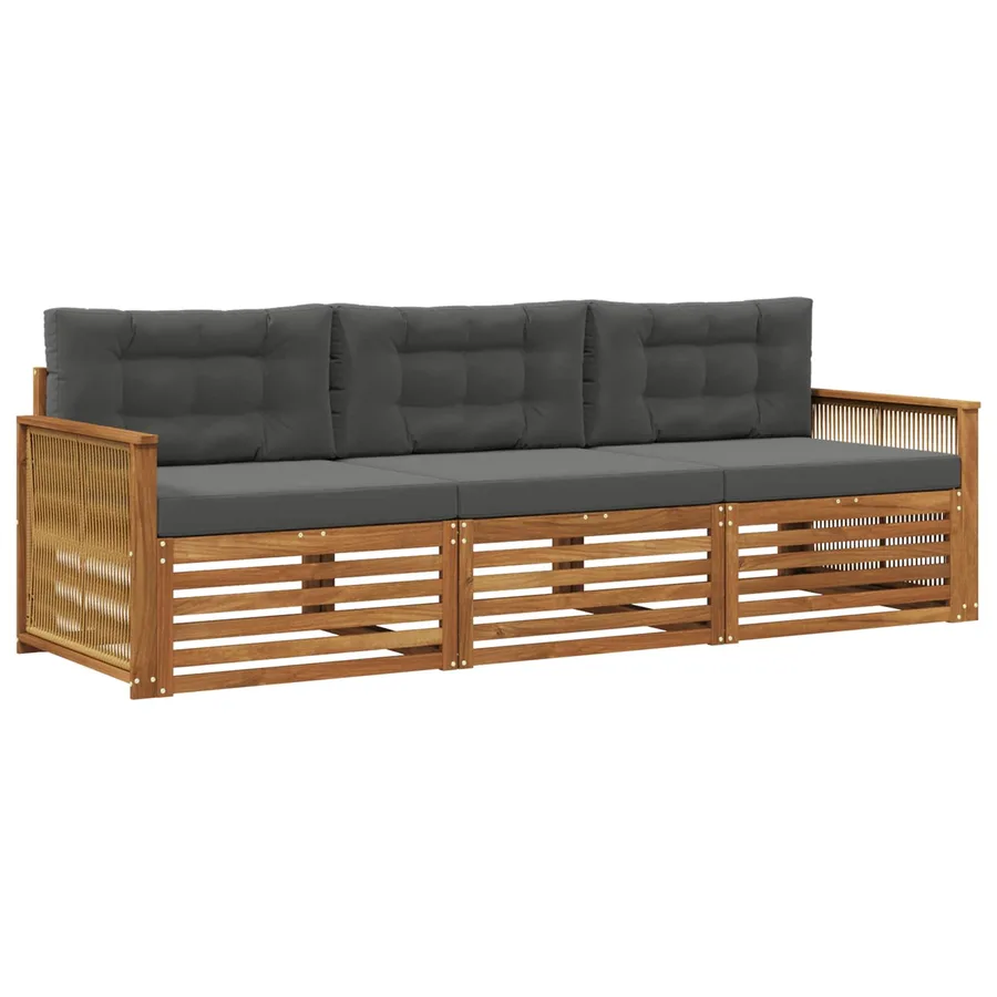 Ensemble de canapés d'extérieur 3 pcs Naturel et Anthracite - 2