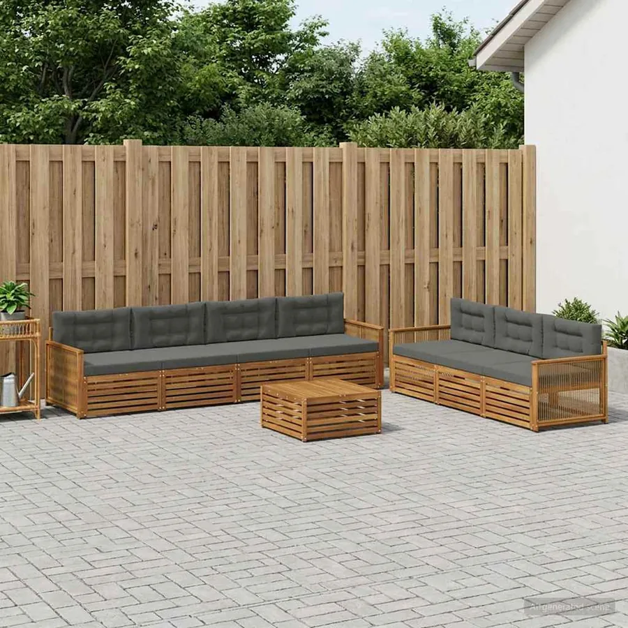 Ensemble de canapés d'extérieur 8 pcs Naturel et Anthracite