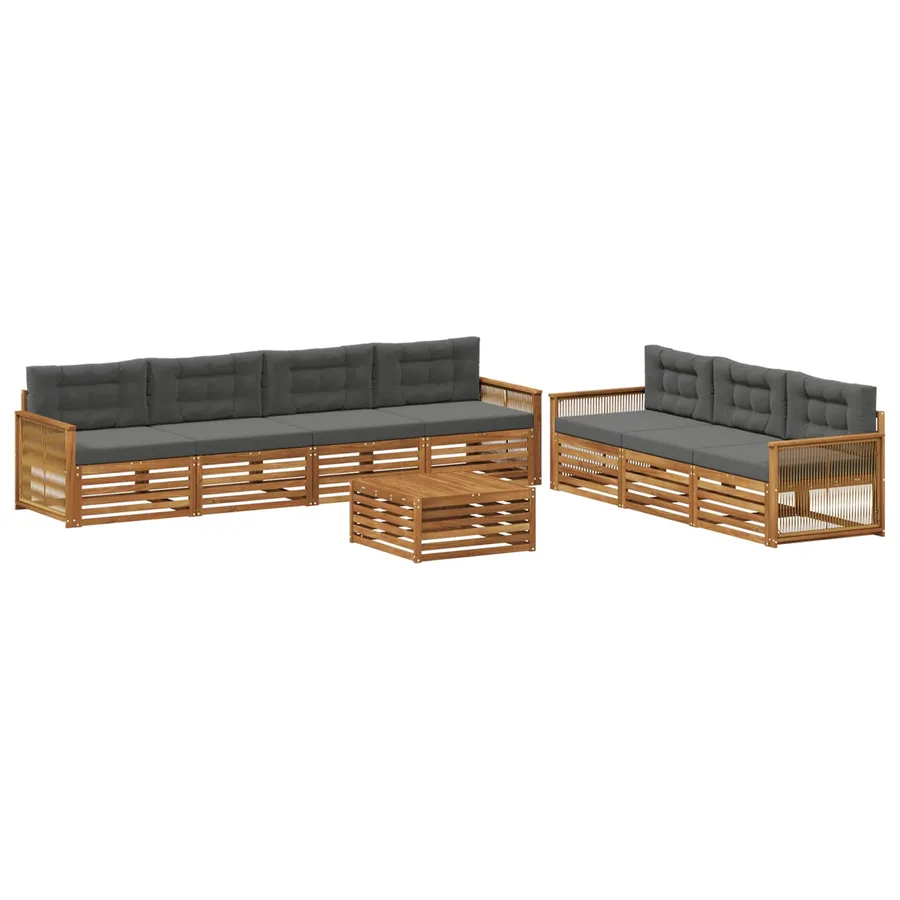Ensemble de canapés d'extérieur 8 pcs Naturel et Anthracite - 2