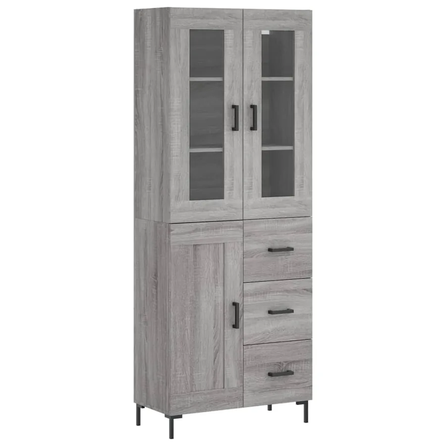 Buffet haut Sonoma gris 69,5x34x180 cm Bois d'ingénierie - 2