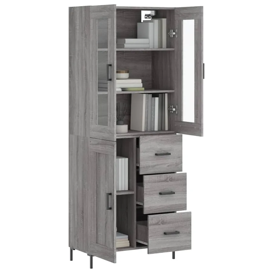 Buffet haut Sonoma gris 69,5x34x180 cm Bois d'ingénierie - 3