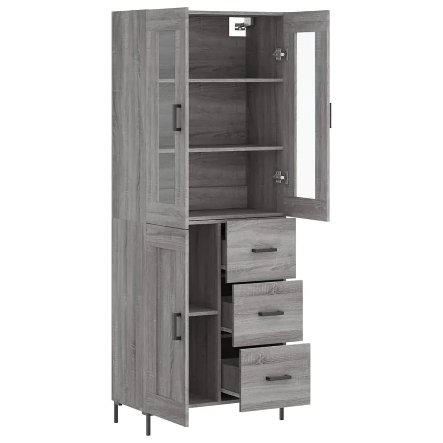 Buffet haut Sonoma gris 69,5x34x180 cm Bois d'ingénierie - 4
