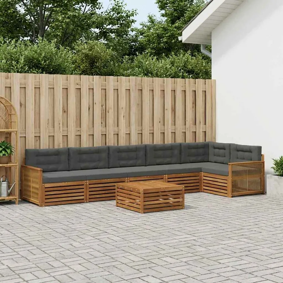 Ensemble de canapés d'extérieur 7 pcs Naturel et Anthracite