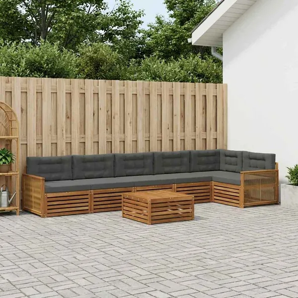 Ensemble de canapés d'extérieur 7 pcs Naturel et Anthracite