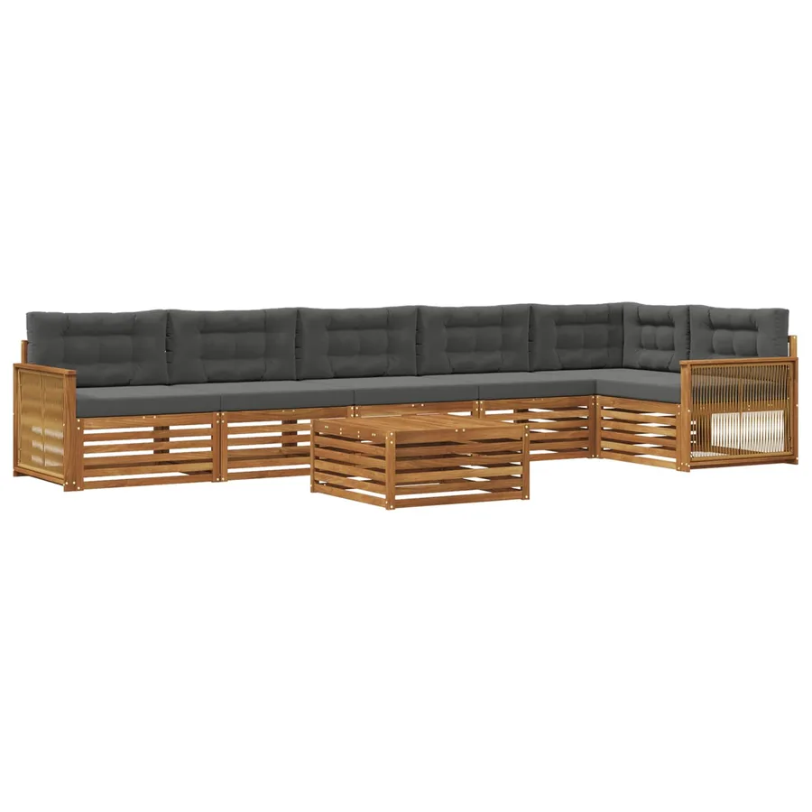 Ensemble de canapés d'extérieur 7 pcs Naturel et Anthracite - 2