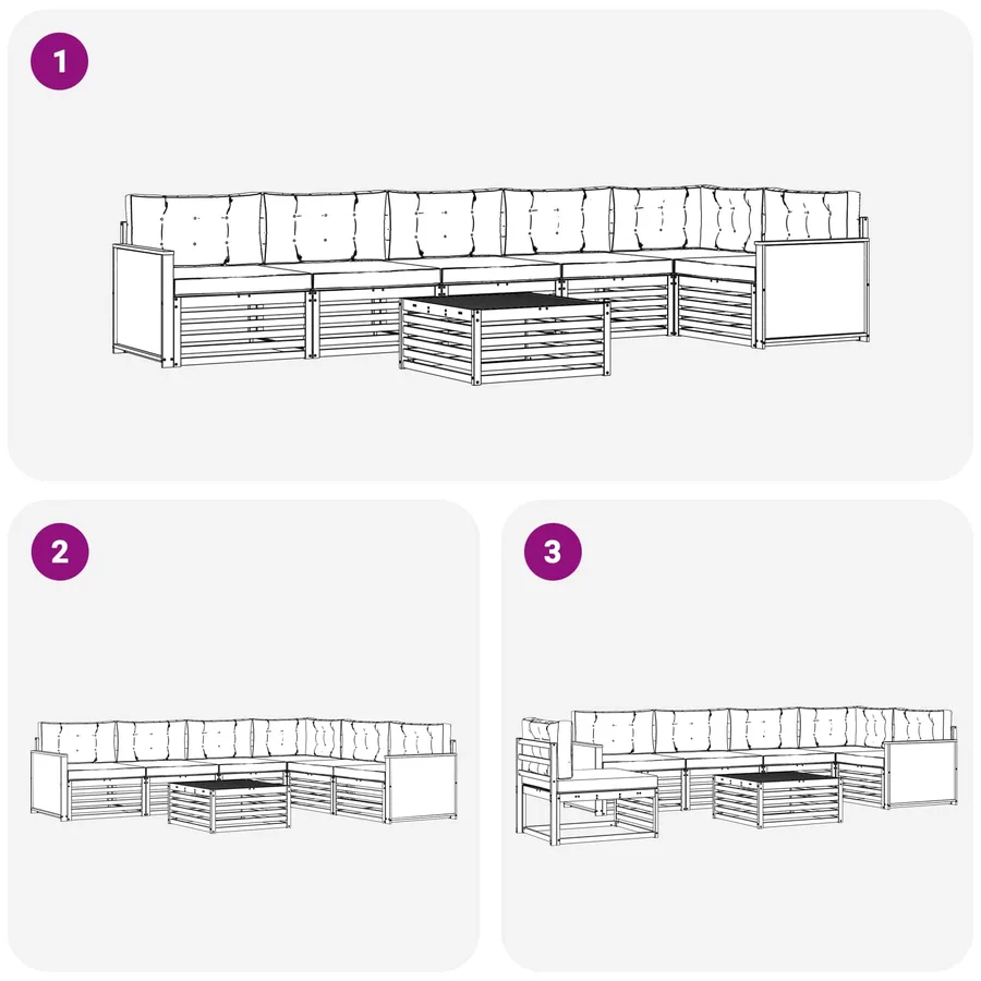 Ensemble de canapés d'extérieur 7 pcs Naturel et Anthracite - 7