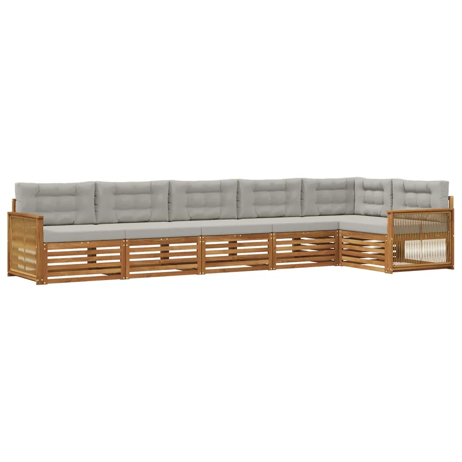 Ensemble de canapés d'extérieur 6 pcs Naturel et gris clair - 2