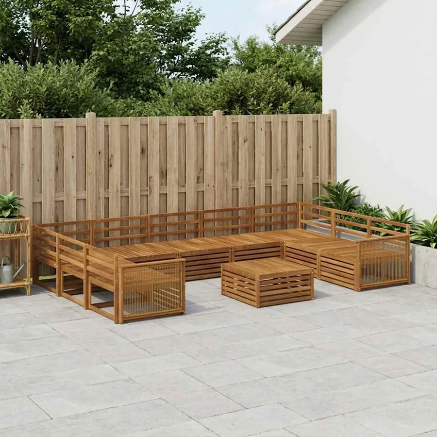 Ensemble de canapés d'extérieur 10 pcs Naturel