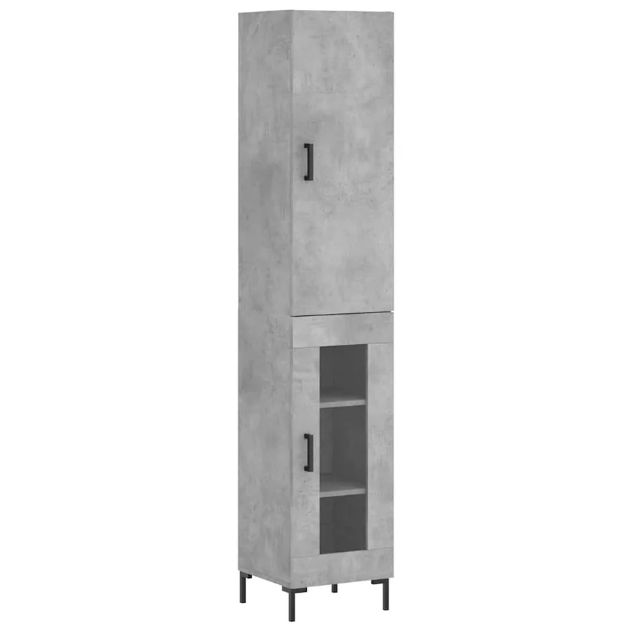 Buffet haut Gris béton 34,5x34x180 cm Bois d'ingénierie - 2