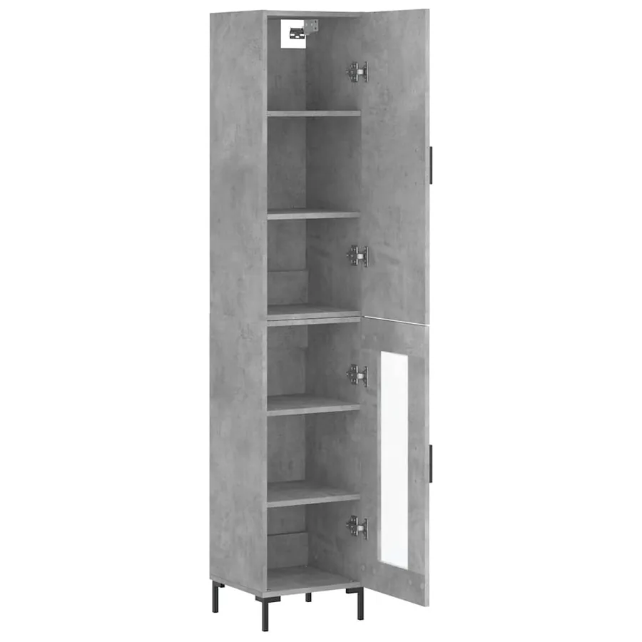 Buffet haut Gris béton 34,5x34x180 cm Bois d'ingénierie - 4