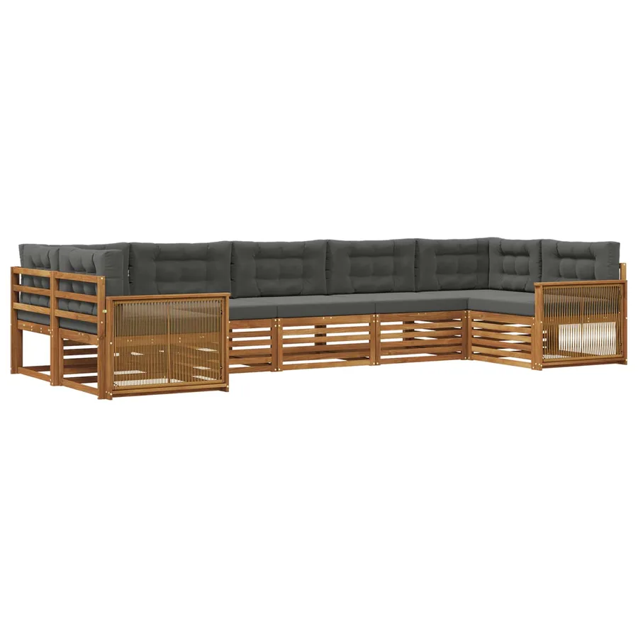 Ensemble de canapés d'extérieur 7 pcs Naturel et Anthracite - 2