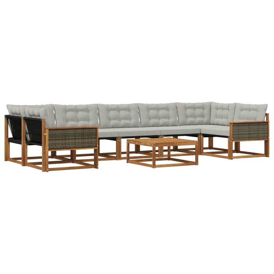 Ensemble de canapés d'extérieur 8 pcs Naturel et gris clair - 2