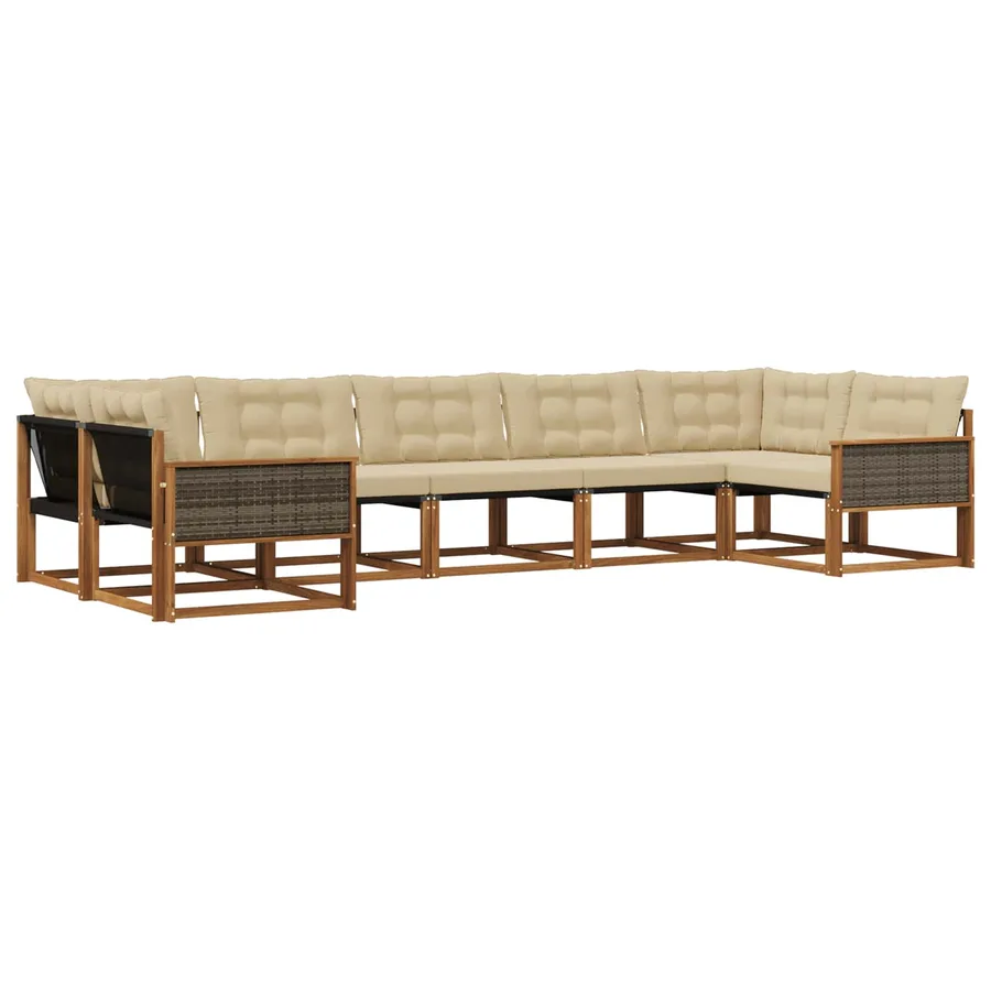 Ensemble de canapés d'extérieur 7 pcs Naturel et Beige - 2