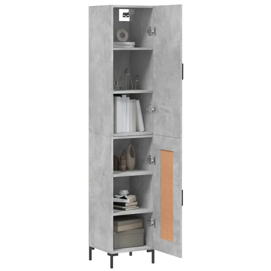 Buffet haut Gris béton 34,5x34x180 cm Bois d'ingénierie - 3