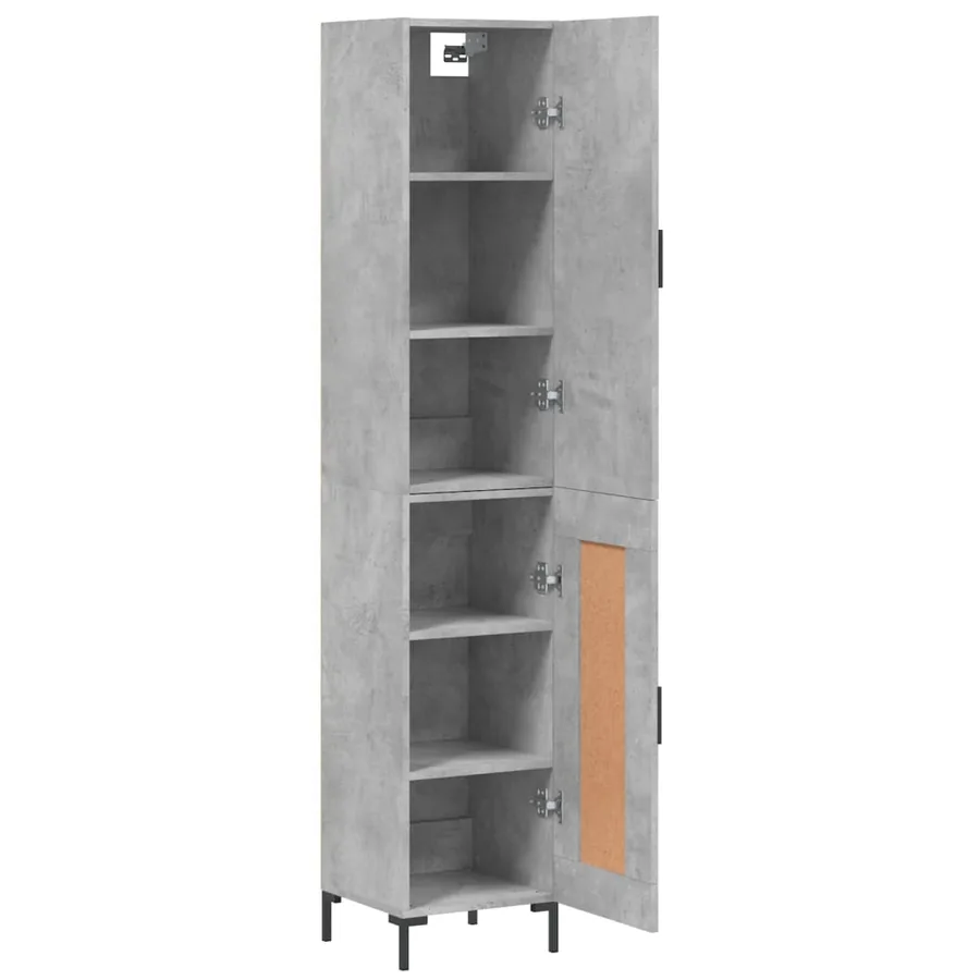 Buffet haut Gris béton 34,5x34x180 cm Bois d'ingénierie - 4