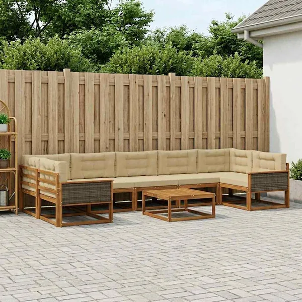 Ensemble de canapés d'extérieur 8 pcs Naturel et Beige