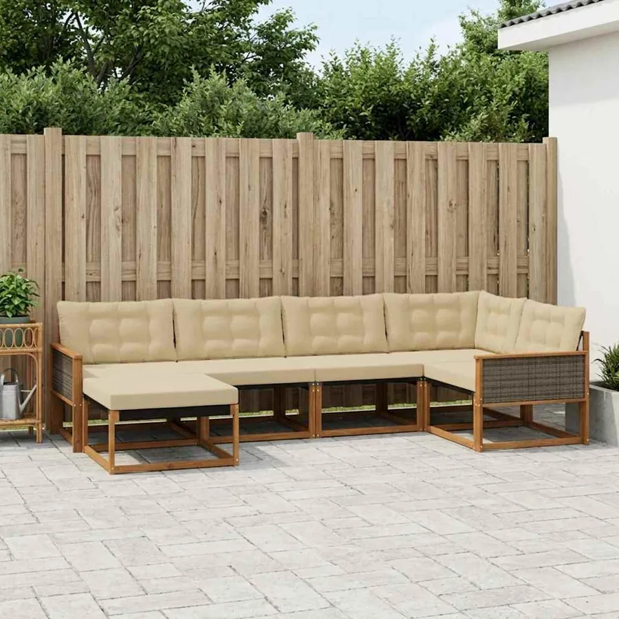 Ensemble de canapés d'extérieur 6 pcs Naturel et Beige