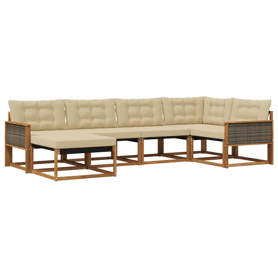 Ensemble de canapés d'extérieur 6 pcs Naturel et Beige - 2