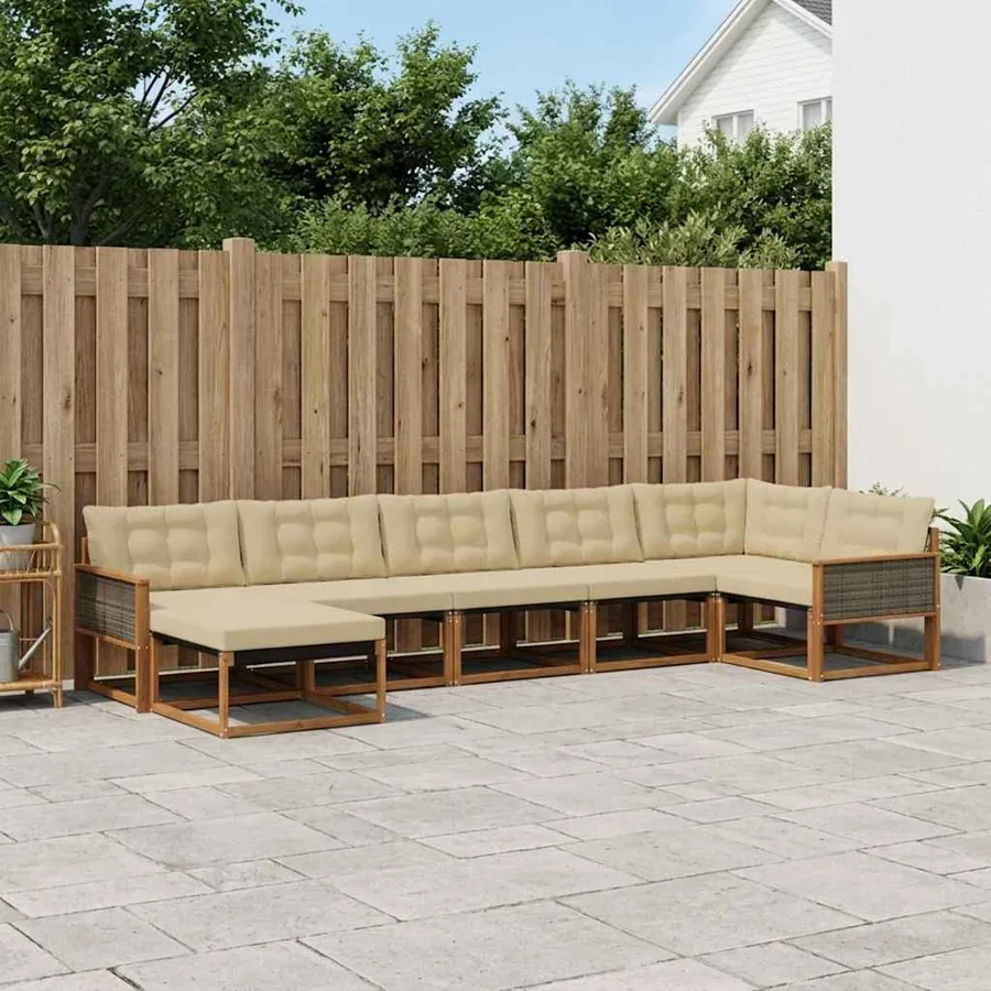 Ensemble de canapés d'extérieur 7 pcs Naturel et Beige