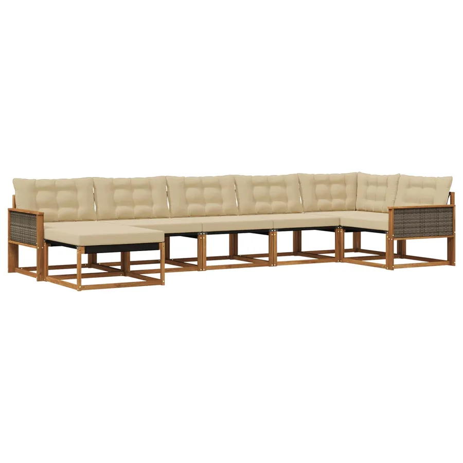 Ensemble de canapés d'extérieur 7 pcs Naturel et Beige - 2