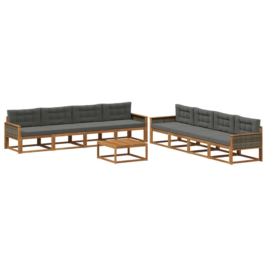 Ensemble de canapés d'extérieur 9 pcs Naturel et Anthracite - 2