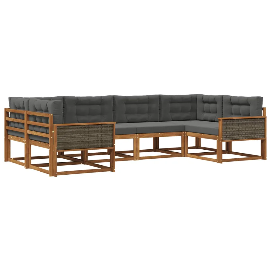 Ensemble de canapés d'extérieur 6 pcs Naturel et Anthracite - 2