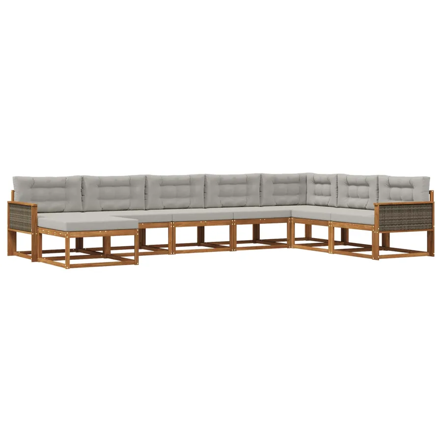 Ensemble de canapés d'extérieur 8 pcs Naturel et gris clair - 2