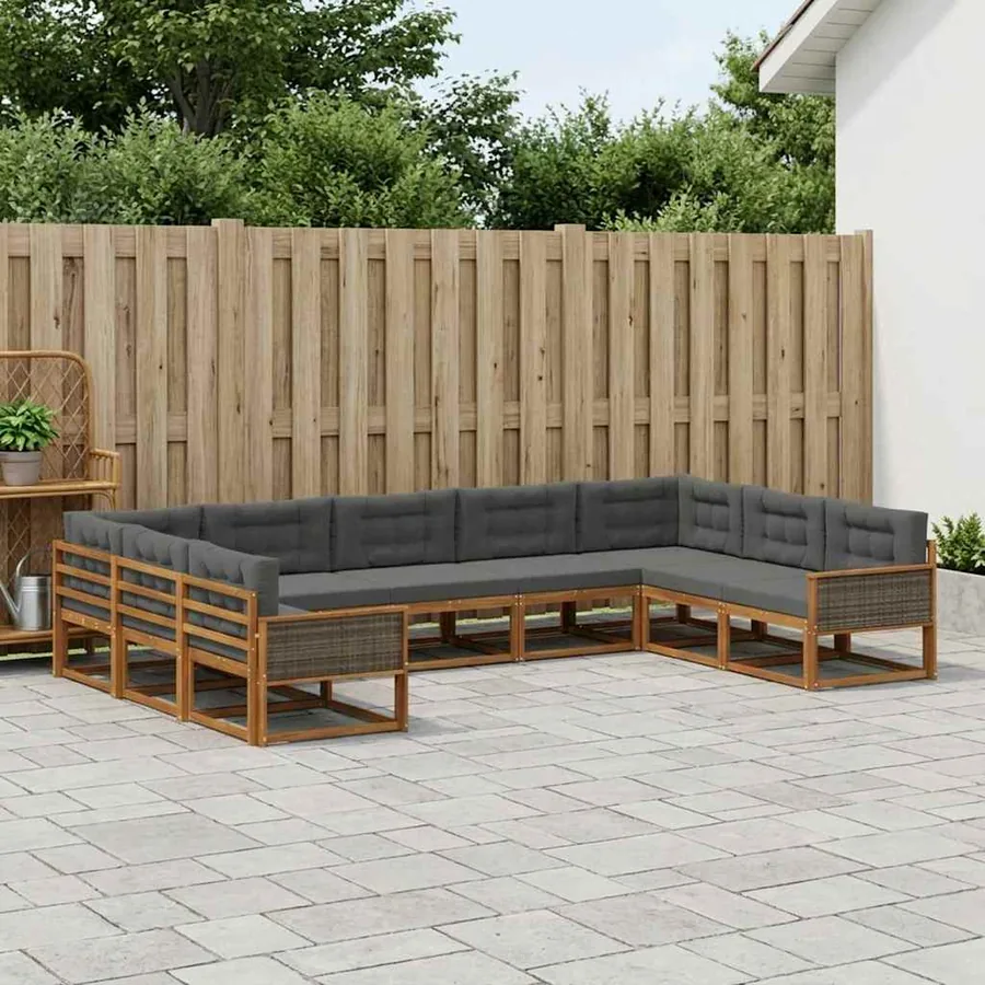 Ensemble de canapés d'extérieur 9 pcs Naturel et Anthracite