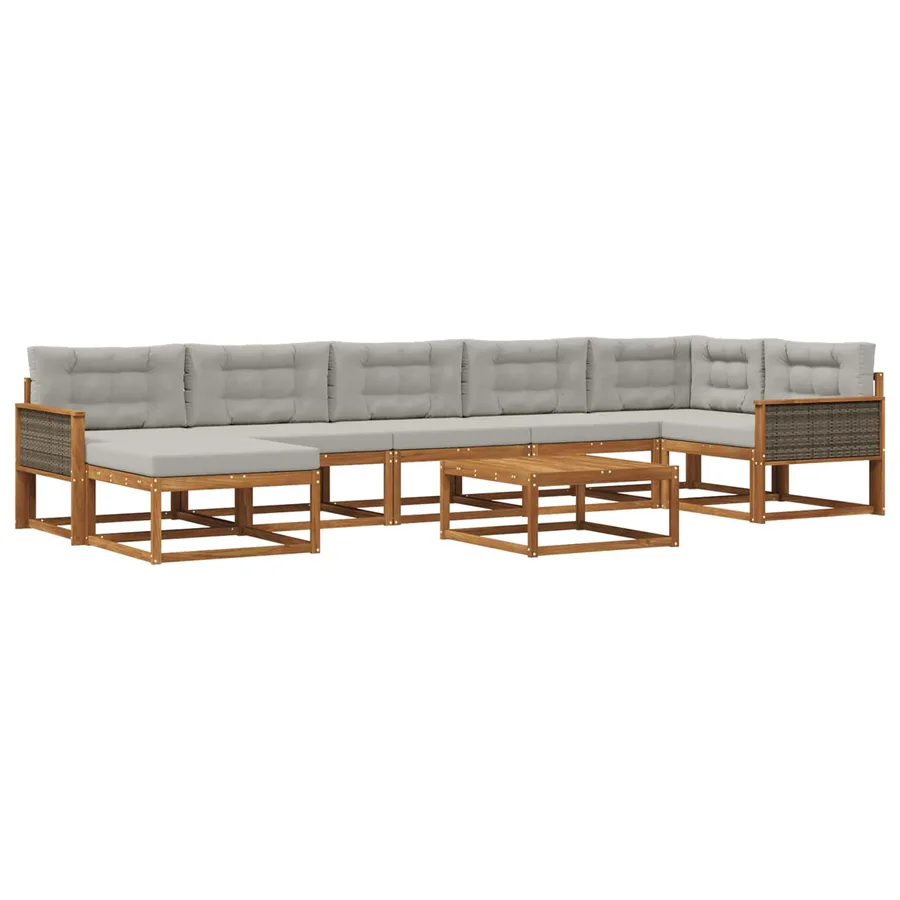 Ensemble de canapés d'extérieur 8 pcs Naturel et gris clair - 2