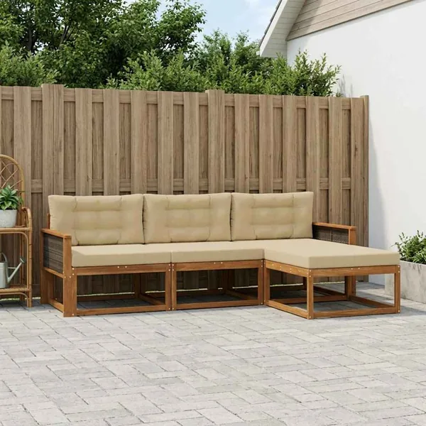 Ensemble de canapés d'extérieur 4 pcs Naturel et Beige