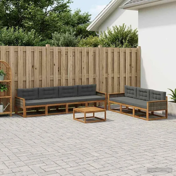 Ensemble de canapés d'extérieur 8 pcs Naturel et Anthracite