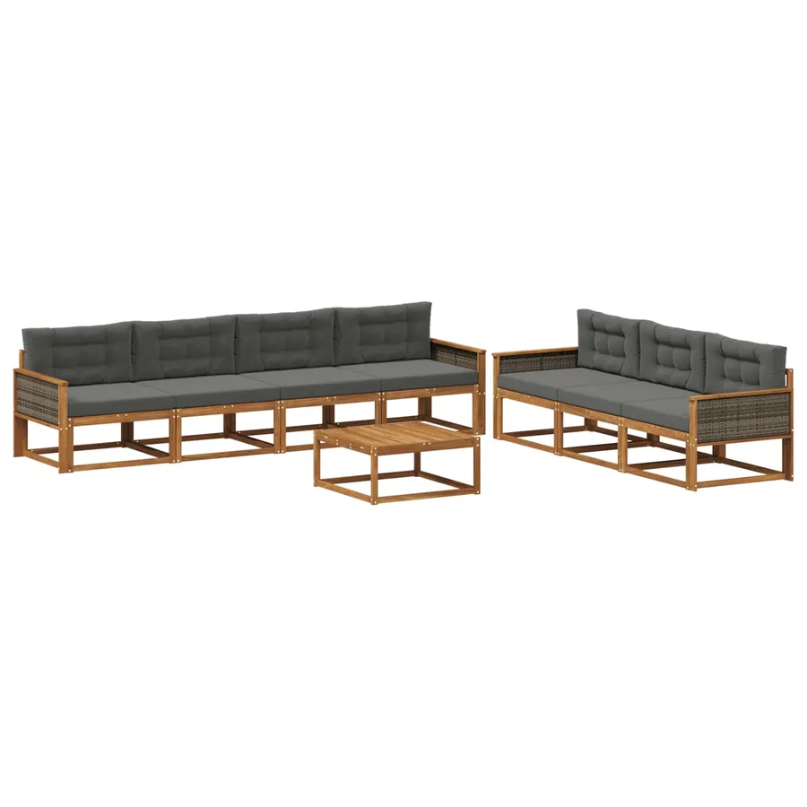Ensemble de canapés d'extérieur 8 pcs Naturel et Anthracite - 2
