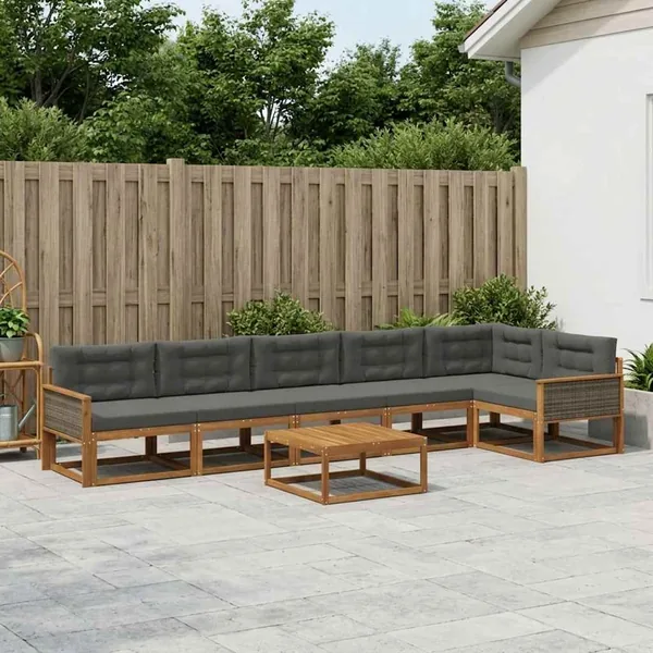 Ensemble de canapés d'extérieur 7 pcs Naturel et Anthracite