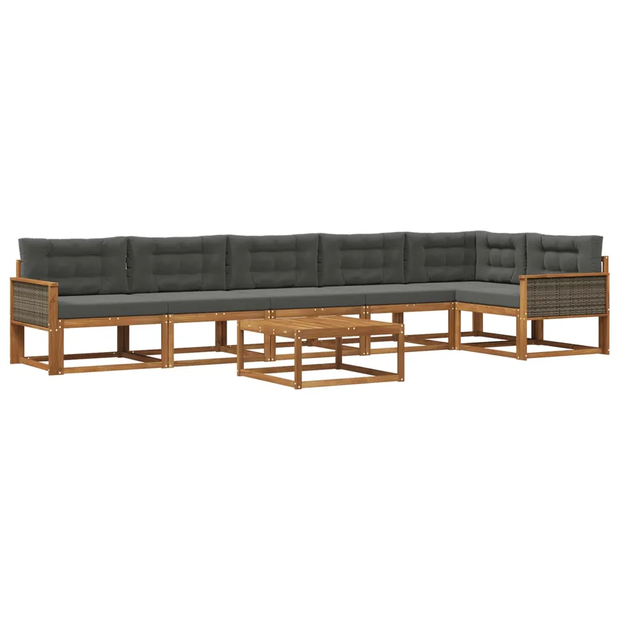 Ensemble de canapés d'extérieur 7 pcs Naturel et Anthracite - 2