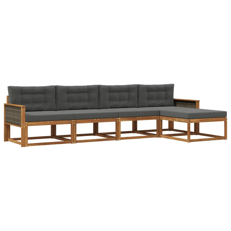 Ensemble de canapés d'extérieur 5 pcs Naturel et Anthracite - 2